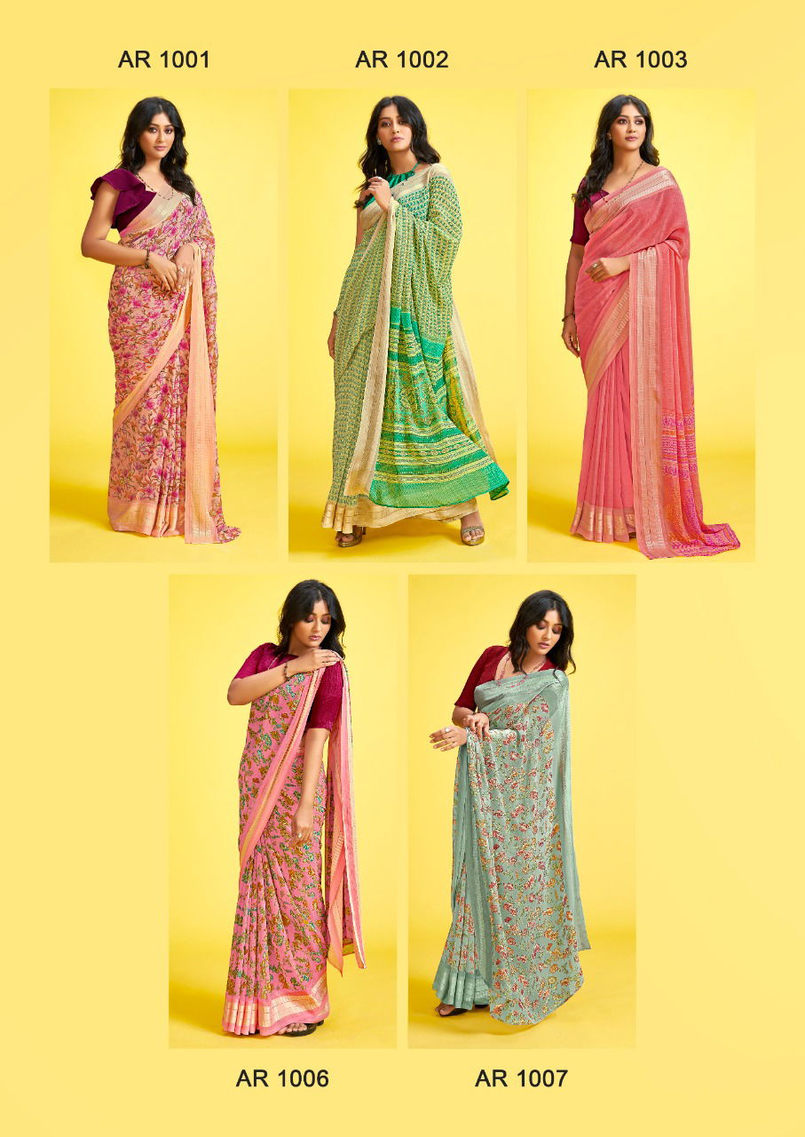 Sr Aarya Casual Wear Weaving Printed Georgette Designer Saree Collection
